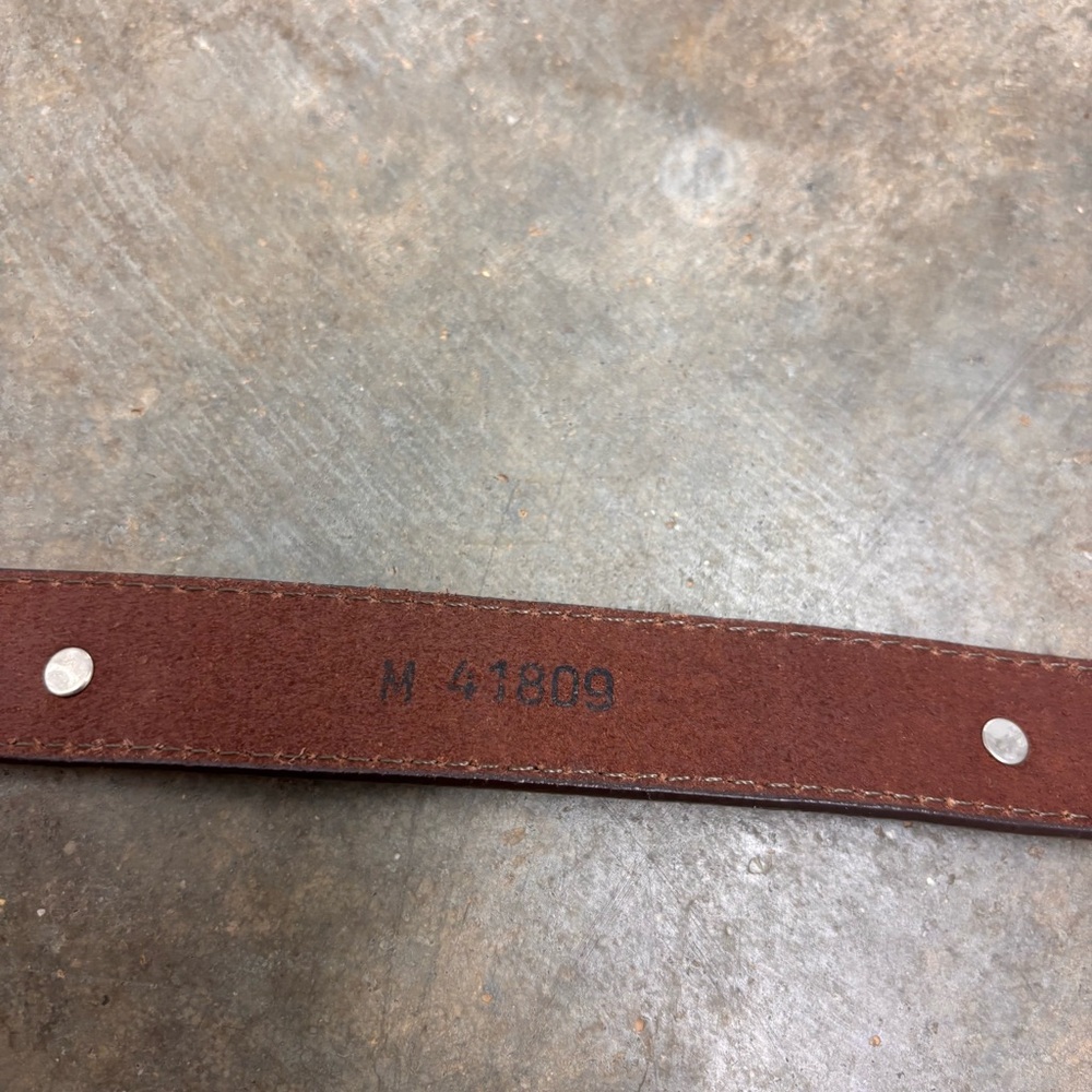 Vintage 1990s Brighton Croc Embossed Leather Silver Concho Belt Sz Medium 41809 - Picture 4 of 14